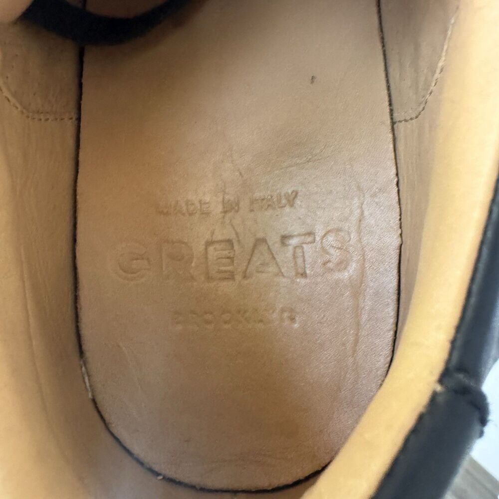 Greats Royale Nero Black Leather Sneakers Made In Italy Unisex US Size 8 EUR 38 - Picture 14 of 14